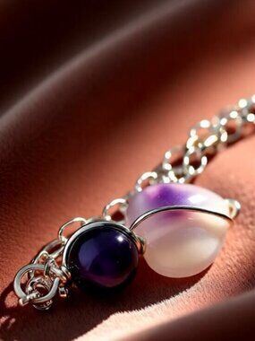 Sweetheart! Plump Purple Agate Heart Necklace! Super Cute & Feminine & Girlie!
